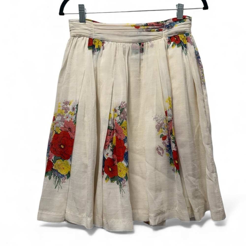 Twinkle by Wenlan for Anthropologie Silk Cotton Floral Skirt | Size 4 - Picture 2 of 6